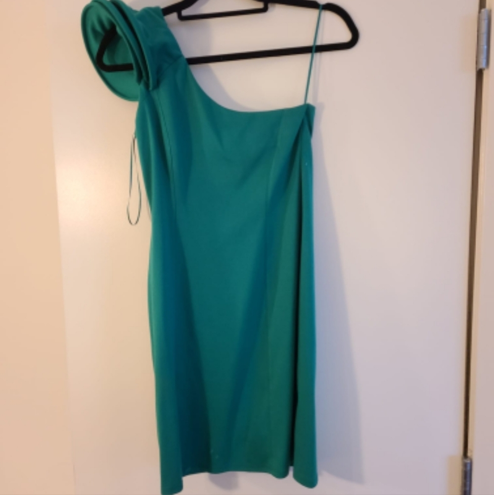 Dark green mini off shoulder dress